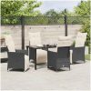 5-delat trädgårdsset med kuddar, svart poly-rattan vidaXL 140 x 70 x 73 cm – miniatyr 4