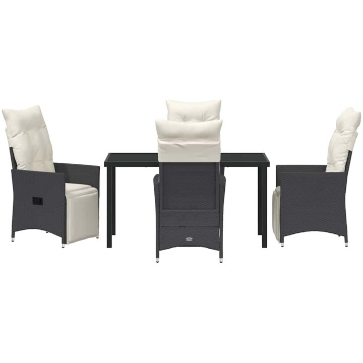 5-delat trädgårdsset med kuddar, svart poly-rattan vidaXL 140 x 70 x 73 cm – bild 6