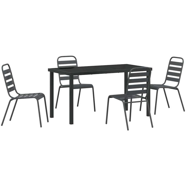 5-delat Trädgårdsset Mörkgrått Stål vidaXL 4 - Sits – bild 2