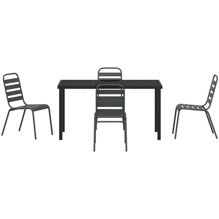 5-delat Trädgårdsset Mörkgrått Stål vidaXL 4 - Sits – bild 7