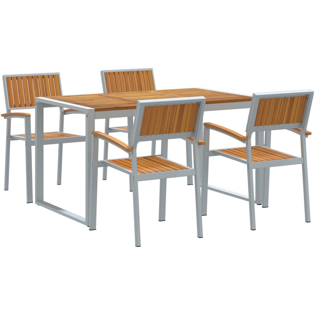 5-delat Trädgårdsset Solid Akacia och Metall vidaXL 140 x 80 x 75 cm – bild 2