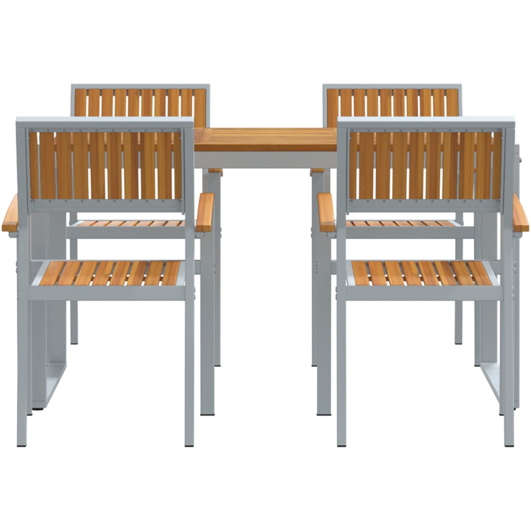 5-delat Trädgårdsset Solid Akacia och Metall vidaXL 140 x 80 x 75 cm – bild 7