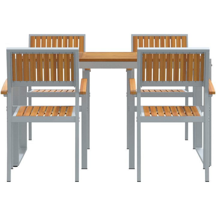 5-delat Trädgårdsset Solid Akacia och Metall vidaXL 140 x 80 x 75 cm – bild 7