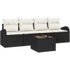 5-delat trädgårdssofaset med kuddar svart poly rattan vidaXL 55 x 55 x 37 cm – miniatyr 2