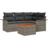 5-delat trädgårdssoff set med kuddar Grå Poly Rattan Akacia vidaXL Standard – miniatyr 2