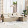 5-delat trädgårdssoffset med dynor i beige poly rattan vidaXL 251 x 117 x 85 cm – miniatyr 1
