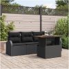 5-delat Trädgårdssoffset med kuddar Svart Poly Rattan vidaXL Medium – miniatyr 1