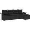 5-delat Trädgårdssoffset med kuddar Svart Polyrotting vidaXL 251 x 117 x 85 cm – miniatyr 2
