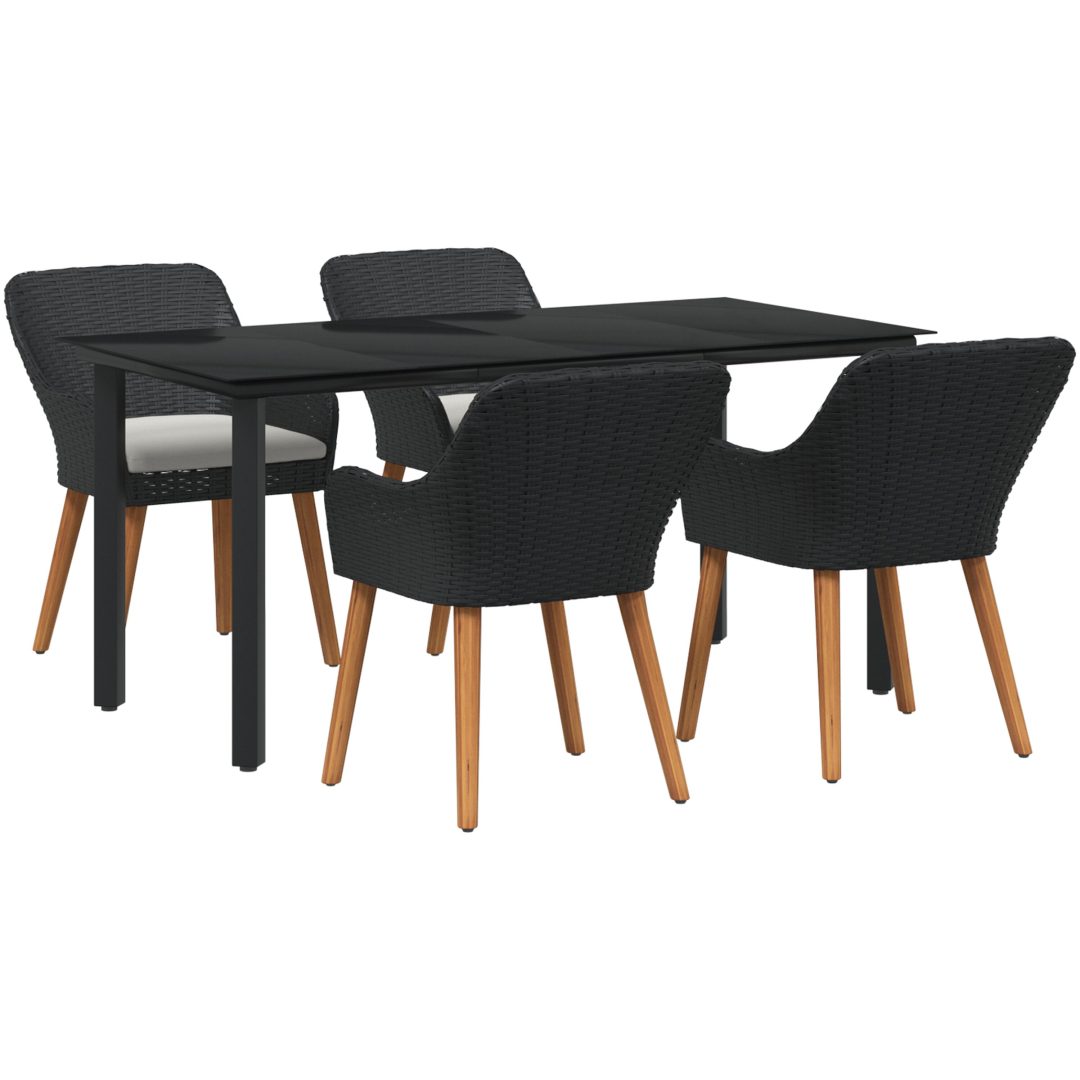5-delat trädgårdsutemöbelset svart polyrotting vidaXL 160 x 80 x 74 cm – bild 2