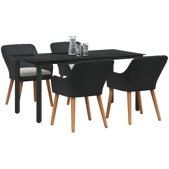 5-delat trädgårdsutemöbelset svart polyrotting vidaXL 160 x 80 x 74 cm – bild 3