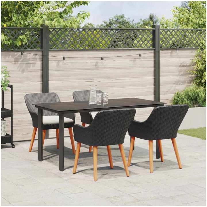 5-delat trädgårdsutemöbelset svart polyrotting vidaXL 160 x 80 x 74 cm – bild 4
