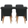5-delat trädgårdsutemöbelset svart polyrotting vidaXL 160 x 80 x 74 cm – miniatyr 8