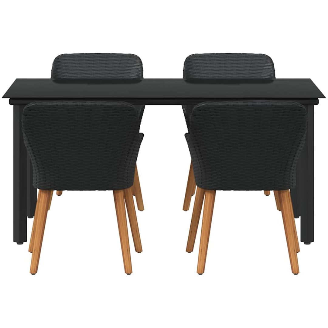 5-delat trädgårdsutemöbelset svart polyrotting vidaXL 160 x 80 x 74 cm – bild 8