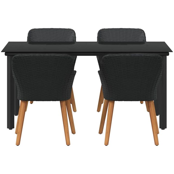 5-delat trädgårdsutemöbelset svart polyrotting vidaXL 160 x 80 x 74 cm – bild 8