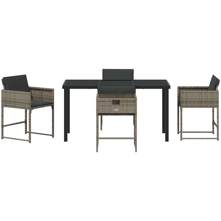 5-delat utemöbelset med grå poly-rattankuddar vidaXL 140 x 70 x 73 cm – bild 7
