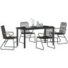 5-delat Uteplatsmatbord Set, Svart PVC Rattan vidaXL 140 x 70 x 73 cm – miniatyr 3