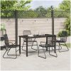 5-delat Uteplatsmatbord Set, Svart PVC Rattan vidaXL 140 x 70 x 73 cm – miniatyr 4