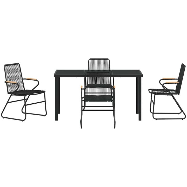 5-delat Uteplatsmatbord Set, Svart PVC Rattan vidaXL 140 x 70 x 73 cm – bild 7