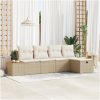 5-dels soffgrupp med beige poly-rattan kuddar vidaXL 294 x 117 x 85 cm – miniatyr 1