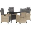 5-dels trädgårdsmatbordset i beige poly rattan vidaXL 140 x 80 x 73 cm – miniatyr 2