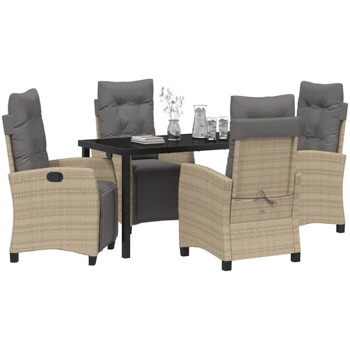 5-dels trädgårdsmatbordset i beige poly rattan vidaXL 140 x 80 x 73 cm – bild 3