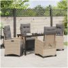 5-dels trädgårdsmatbordset i beige poly rattan vidaXL 140 x 80 x 73 cm – miniatyr 4