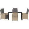 5-dels trädgårdsmatbordset i beige poly rattan vidaXL 140 x 80 x 73 cm – miniatyr 7
