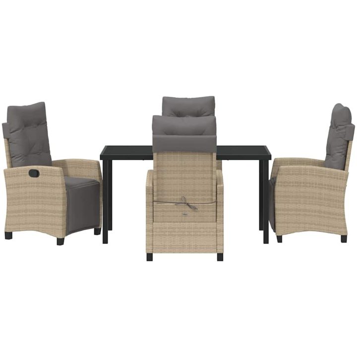5-dels trädgårdsmatbordset i beige poly rattan vidaXL 140 x 80 x 73 cm – bild 7