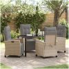 5-dels trädgårdsmatbordset i beige poly rattan vidaXL 140 x 80 x 73 cm – miniatyr 1