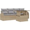 5-dels Trädgårdsoff-set med Kuddar Beige Polyrotting vidaXL Stor – miniatyr 2
