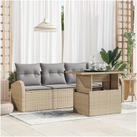 5-dels Trädgårdsoff-set med Kuddar Beige Polyrotting vidaXL