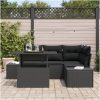 5-dels trädgårdsoffagrupp med kuddar, svart poly rattan vidaXL 100 x 55 x 73 cm – miniatyr 3