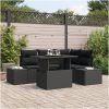 5-dels trädgårdsoffagrupp med kuddar, svart poly rattan vidaXL 100 x 55 x 73 cm – miniatyr 1