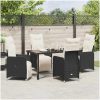 5 Piece Trädgårdsdining Set med Kuddar Svart Poly Rattan. vidaXL Standardstorlek passar de flesta vuxna. – miniatyr 4