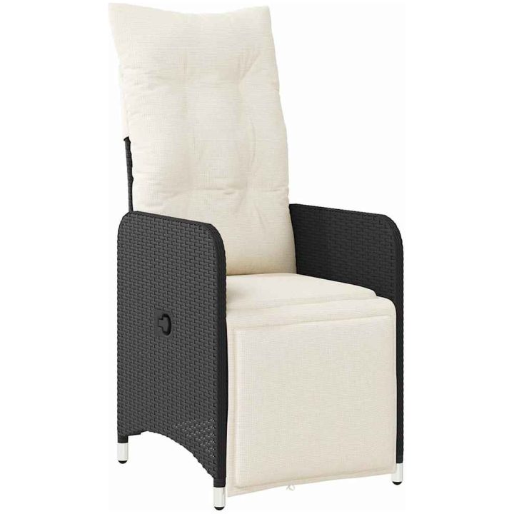 5 Piece Trädgårdsdining Set med Kuddar Svart Poly Rattan. vidaXL Standardstorlek passar de flesta vuxna. – bild 6
