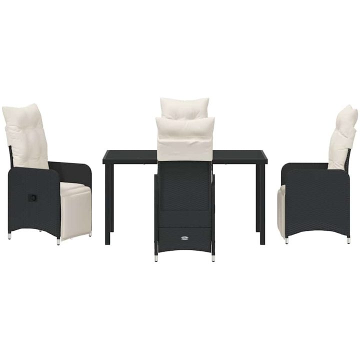 5 Piece Trädgårdsdining Set med Kuddar Svart Poly Rattan. vidaXL Standardstorlek passar de flesta vuxna. – bild 7