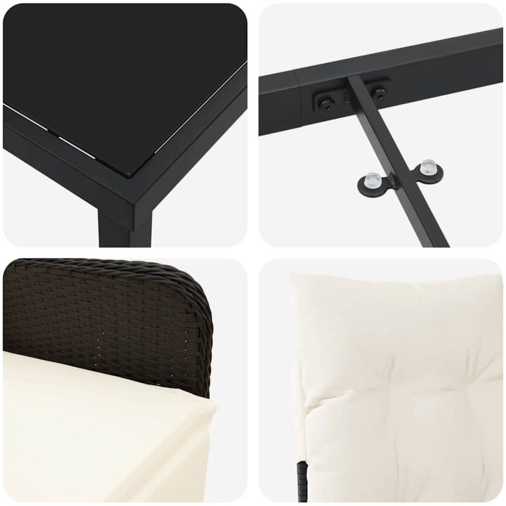 5 Piece Trädgårdsdining Set med Kuddar Svart Poly Rattan. vidaXL Standardstorlek passar de flesta vuxna. – bild 8