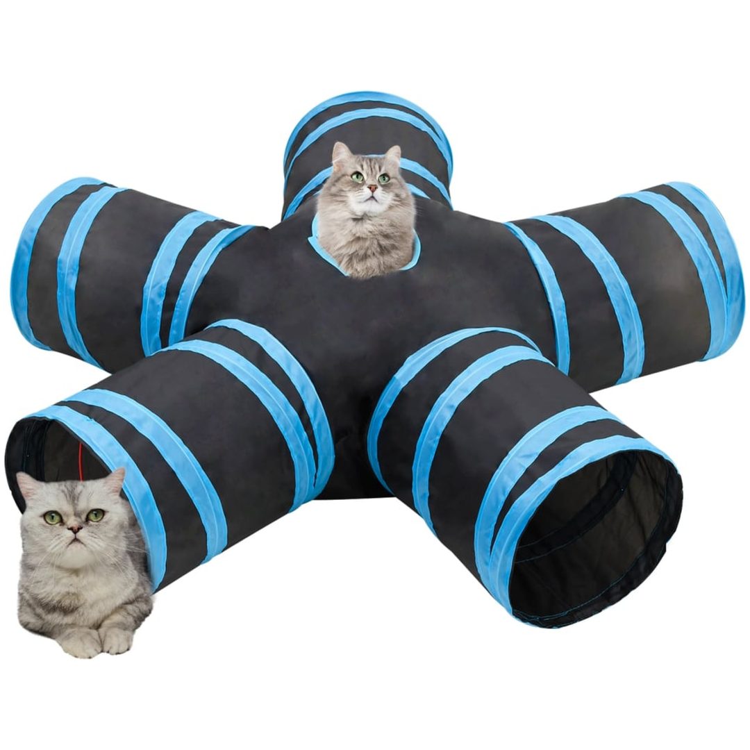 5-vägs kattunnel svart och blå 25 cm polyester vidaXL – bild 2