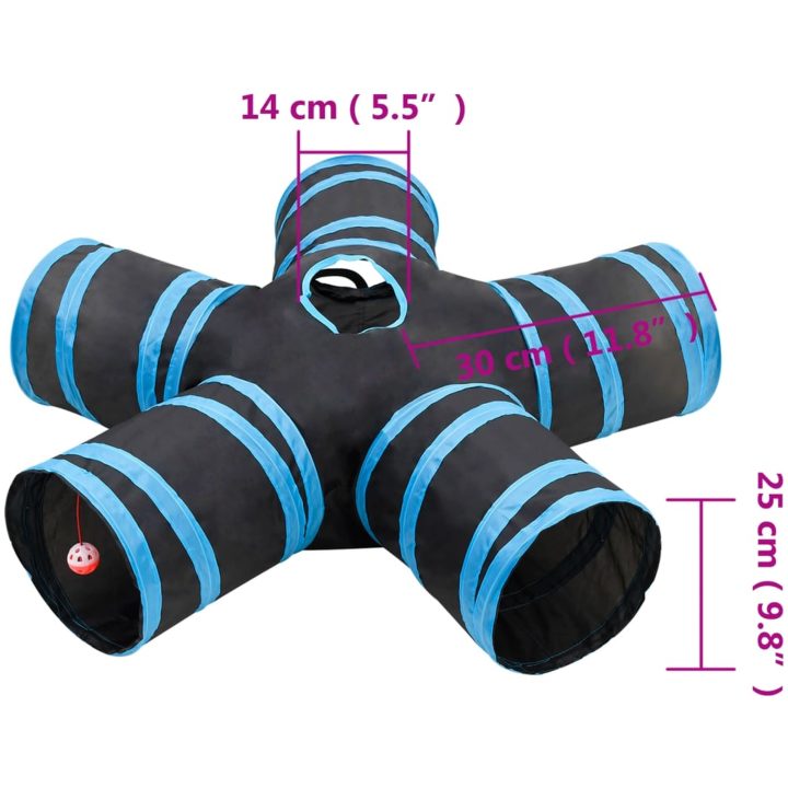 5-vägs kattunnel svart och blå 25 cm polyester vidaXL – bild 6