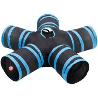 5-vägs kattunnel svart och blå 25 cm polyester vidaXL