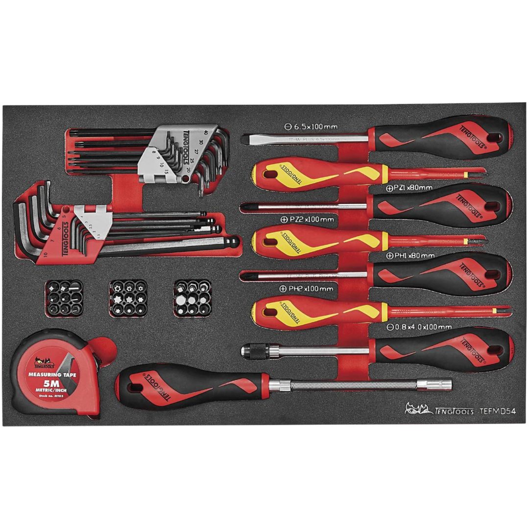 54 delars Skruvmejselsats TEFMD54 Teng Tools SKRUVMEJSELSATS EVA 54 DELAR