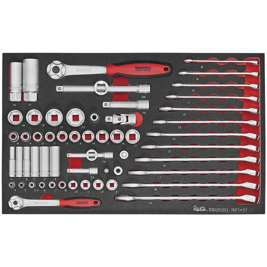 57 delars Verktygssats TEFSK57 Teng Tools VERKTYGSSATS EVA 57 DELAR