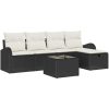 6 Bitars Trädgårdsoffset med Kuddar Svart Poly Rattan vidaXL 234 x 117 x 85 cm – miniatyr 2