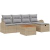 6-Dela Trädgårdsoffa Set med Kuddar Beige Poly Rattan vidaXL 55 x 55 x 37 cm – miniatyr 2
