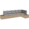 6-dela Trädgårdsoffaset med kuddar Beige Polyrotting vidaXL 184 x 62 x 85 cm – miniatyr 2
