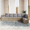 6-dela Trädgårdsoffaset med kuddar Beige Polyrotting vidaXL 184 x 62 x 85 cm – miniatyr 3