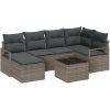 6-dela trädgårdsoffaset med kuddar Svart Poly Rattan vidaXL Stor – miniatyr 2