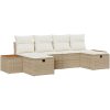 6-delad soffgrupp för trädgården med beige kuddar i polyrotting vidaXL 294 x 117 x 85 cm – miniatyr 2