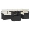 6-delad soffgrupp för trädgården med kuddar i svart poly-rattan vidaXL 100 x 55 x 73 cm – miniatyr 2