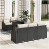 6-delad soffgrupp med kuddar i svart polyrotting vidaXL 100 x 55 x 73 cm – miniatyr 1